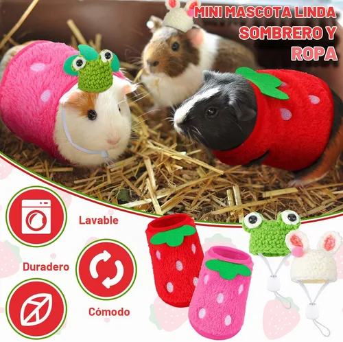 Vista 4 de Mixweer 4 piezas de conejillo de indias incluye 2 ropa de conejillo de indias y 2 lindos mini sombreros con correa ajustable, chaleco cálido