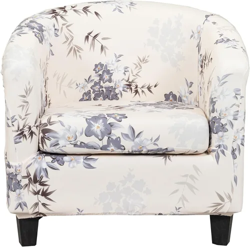 Vista 18 de CRFATOP - Funda elástica para sillón de club (2 piezas) 1 Club Cover & 1 Cushion Cover, Soft Round Tub Sofa Covers, Pet Friendly, Washable