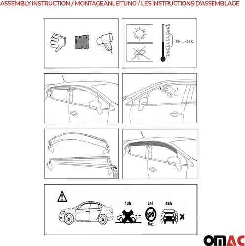 Vista 7 de OMAC Deflector de protección contra la lluvia de la visera de ventana para Dodge Sprinter 2003-2006 Humo 2 piezas