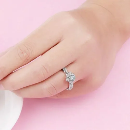 Vista 44 de Iumer - Anillo de zircón de dos piezas con incrustaciones de diamantes de imitación artificiales para mujer, talla 6-10.