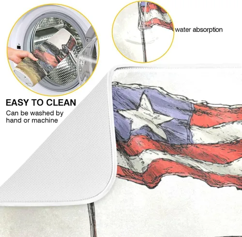 Vista 2 de Tapete de secado de platos para encimera de cocina, tapete de secado de platos, tapete escurridor de platos, almohadilla de microfibra absorbente