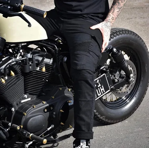 Vista 2 de LOMENG - Pantalones de motociclismo para hombre, pantalones de motocross para motocicleta, jeans de ciclismo, seguridad CE, rodilla y cadera