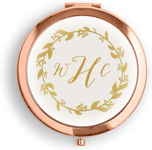 Vista 10 de WEDDINGSTAR Espejo compacto personalizado grabado personalizado, oro rosa - Fiesta en el jardín