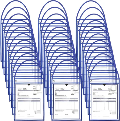 Vista 9 de Geyee Paquete de 50 soportes para boletos de trabajo, bolsillos para pedidos de trabajo para manga colgante de 9 x 12 pulgadas, soportes de boletos