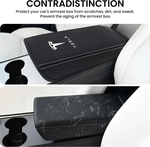 Vista 7 de Funda para consola central central de automóvil compatible con Tesla Model 3/Y 2017-2024, impermeable, almohadilla protectora resistente a