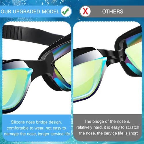 Vista 4 de Flutesan Paquete de 6 gafas de natación para adultos, antiniebla, con tapones para los oídos, clip para la nariz, sin fugas, protección completa
