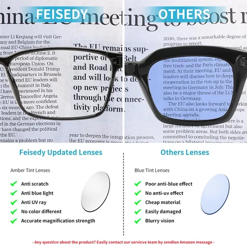 Vista 4 de FEISEDY Ligero TR90 Flexible Titanium B Rectángulo Gafas De Lectura Anti-Azul Luz Gafas B0018