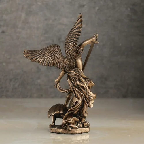 Vista 6 de Veronese Design Figura de resina de demonio asesino de Arcángel de 4 pulgadas, pintada a mano, acabado de bronce
