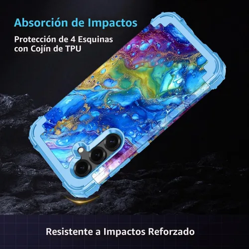 Vista 5 de Rancase para Galaxy S25, Funda de tres capas, protección resistente a los golpes, paraguas de plástico duro + funda protectora de goma de silicona
