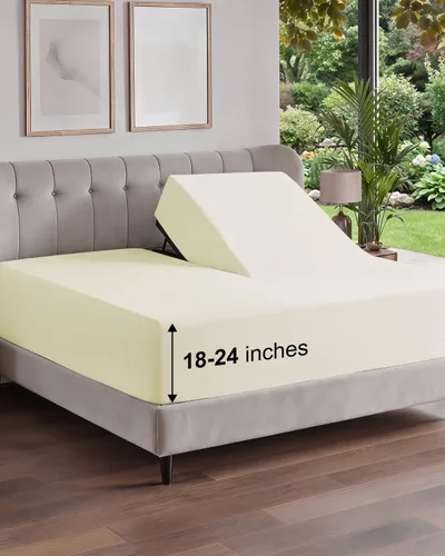 Vista 157 de Sábana bajera ajustable extra profunda Twin XL – Sábana bajera individual de lujo de hotel solamente – Se adapta fácilmente a colchones de 18 a 24