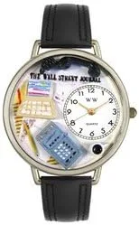 Vista 2 de Whimsical Gifts Men's or Women's Accountant 3D Watch Gold or Silver Finish Large Unique Fun Novelty Handmade in USA Black Leather Watch Band