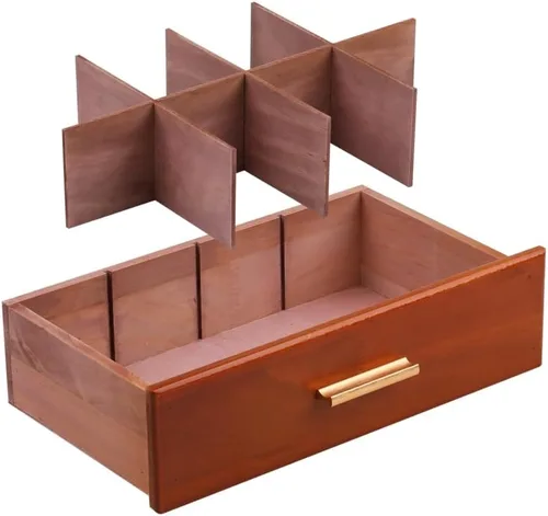 Vista 5 de Organizadores de té con cajón, caja de té de madera, color marrón marrón (02)