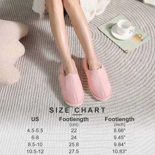 Vista 2 de IIITHREE Pantuflas de espuma viscoelástica suaves y ligeras para mujer con forro que absorbe la humedad, cierre ajustable y pantuflas de casa
