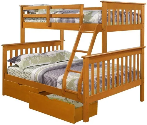 Vista 11 de Donco Kids 120-3-TTWH_505-W - Litera estilo misión con dos cajones debajo de la cama Capuchino oscuro