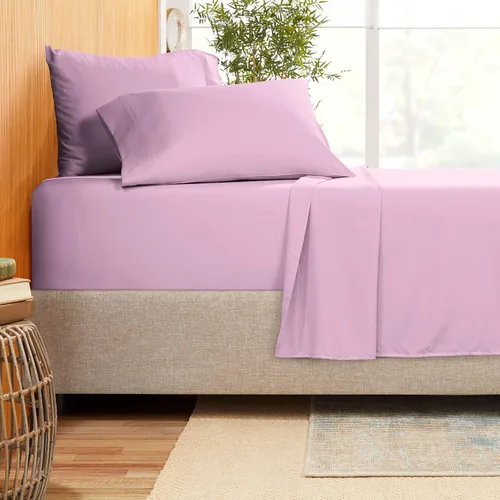 Vista 6 de Juego de ropa de cama de 800 hilos de 4 piezas, 100% algodón egipcio, sábana bajera de algodón de fibra larga, se adapta a colchones de hasta 12