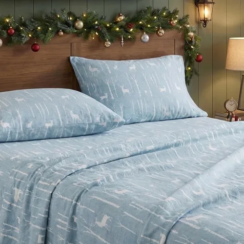 Vista 3 de Eddie Bauer - Sábanas individuales, juego de ropa de cama de franela de algodón, cepillada para mayor suavidad, decoración acogedora para el hogar