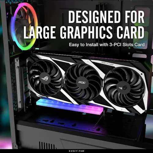 Vista 6 de EZDIY-FAB Soporte de montaje vertical PCIe 4.0 GPU Soporte de tarjeta gráfica con módulo LED ARGB de 5 V y 3 pines, kit de soporte para tarjeta