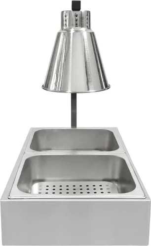 Vista 2 de Calentador portátil de papas fritas calentador de lámpara de calor infrarrojo estación de retención de alimentos con bombillas dobles y bandejas