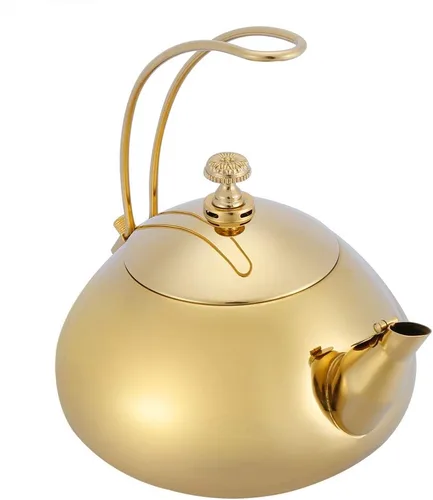 Vista 2 de Hervidor de té de acero inoxidable, cafetera de 1,5 litros, tetera silbante con mango extraíble y colador de malla, para todas las estufas, para té