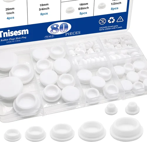 Vista 13 de Tnisesm 65 piezas 6 tamaños Tapones de goma negros para agujeros redondos, tapones de silicona, 1" 3/4" 5/8" 1/2" 3/8" 1/4" tapones de agujero