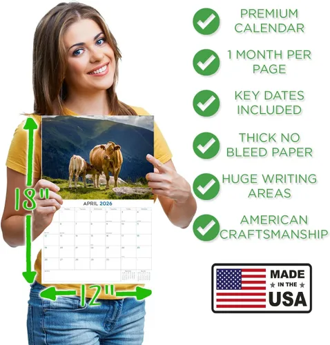 Vista 520 de Calendario de grises africanos 2025 2026 – Planificador mensual de pared de aves africanas – 12 x 18 pulgadas (abierto), calendario de pared