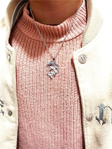 Vista 5 de Collar con colgante de dragón de animal para hombre, luminoso, tribal, tótem volador, collar para mujeres, hombres, adolescentes, joyería que brilla