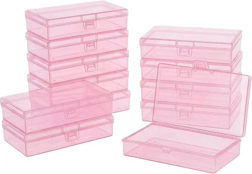 Vista 12 de LJY 100 contenedores rectangulares vacíos de plástico transparente con tapas con bisagras (2.2 x 1.6 x 0.8 pulgadas, transparente)