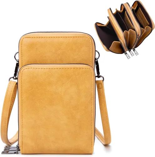 Vista 15 de Myfriday - Bolso pequeño de piel para mujer con correa de guitarra, bolso cruzado mini y bolso de hombro con 2 ranuras para tarjetas A-Negro