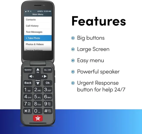 Vista 3 de Lively Jitterbug Flip2 - Teléfono celular abatible para personas mayores, no compatible con otros operadores inalámbricos, plan de teléfono debe