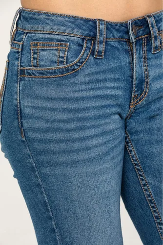 Vista 4 de Jeans de corte de bota para mujer, pantalones de mezclilla lavados bordados
