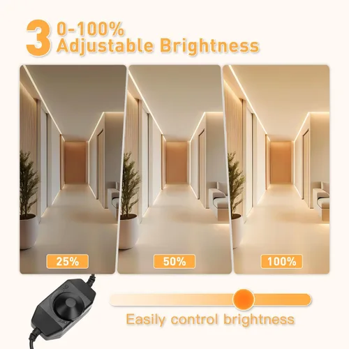 Vista 2 de Luces LED de Neón, Tiras de Luces LED Regulables de 12V, Blancas Cálidas, 5m/16.4ft, Luces de Cuerda LED de Neón Impermeables, Tira de Luces LED