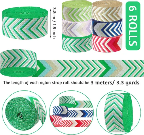 Vista 2 de 6 Rollos Cinturón de Nylon de 1.5 Pulgadas con Flecha Correas de Nylon Correas para Bolso Correas para Mochila Cinturón de Nylon para Cinturón