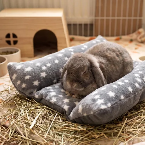 Vista 7 de Cama de conejo, accesorios de jaula de cama cóncava suave para animales pequeños