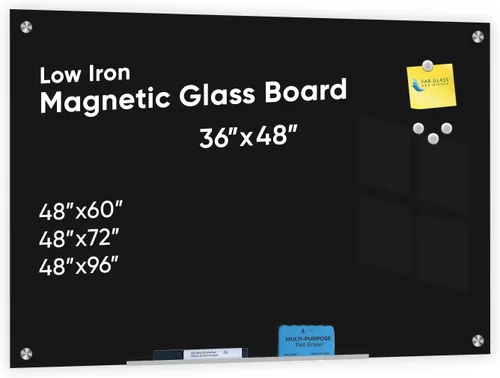 Vista 16 de Fab Glass and Mirror - Pizarrón magnético de vidrio con borrador, Negro