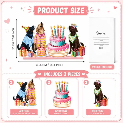 Vista 2 de Bandeja escalonada de madera para tartas de fiesta de perro con diseño de sonrisa de cumpleaños with Stands for Birthday Pet Party Home Kitchen