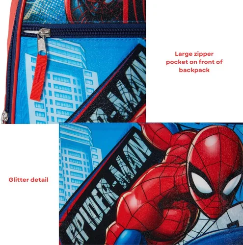 Vista 9 de Marvel Spiderman - Juego de mochila para niños, 16 pulgadas con lonchera y botella de agua