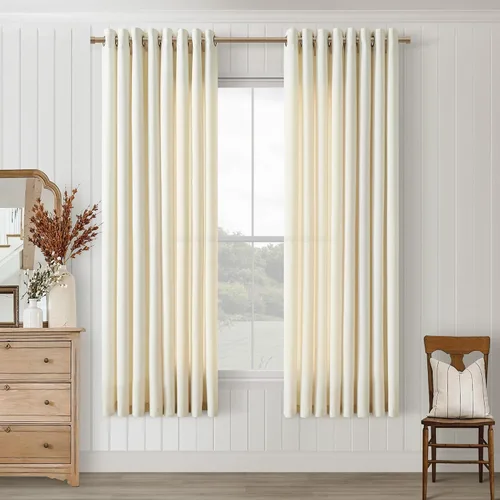 Vista 84 de Cortinas de avena con ojales DUKIYO de 96 pulgadas de largo para sala de estar, comedor, juego de 2 paneles, cortinas de arena y beige