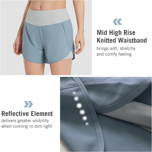 Vista 4 de BALEAF Women's 2 in 1 Running Athletic Shorts with Liner Lightweight Quick-Dry Workout Active Yoga Shorts with Pockets