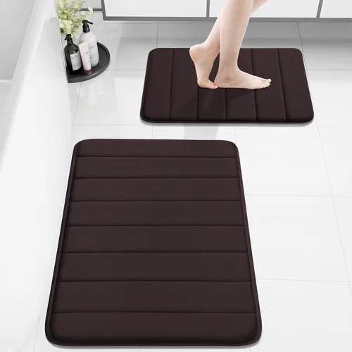 Vista 70 de Buganda Juego de 2 alfombras y tapetes de baño de espuma viscoelástica, lavables a máquina, suaves, antideslizantes, absorbentes, para baño, ducha