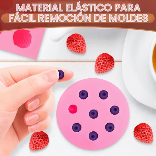 Vista 8 de 5 moldes de frutas de silicona, mini 1 pulgada con 5 formas de frutas 3D