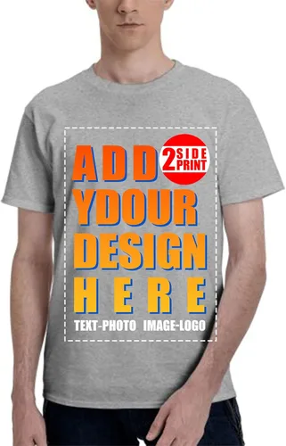 Vista 10 de Custom T Shirt Front and Back for Men Women Printed Photo Text Logo Cotton Camisa-negro