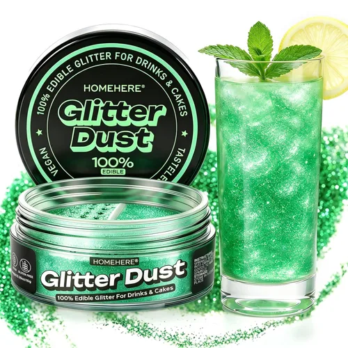 Vista 29 de HomeHere Purpurina comestible para bebidas y pasteles, 0.35 onzas de polvo brillante de diamante de grado alimenticio, polvo brillante
