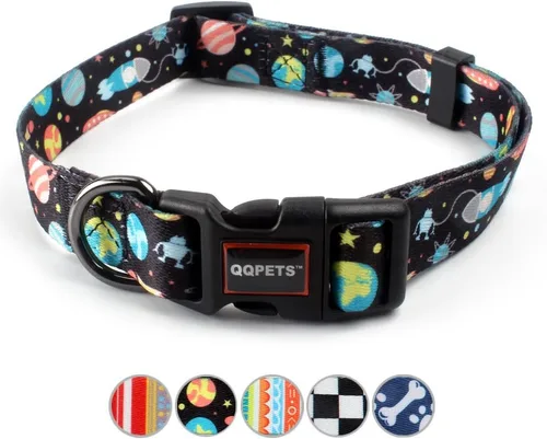 Vista 20 de Collar de perro suave ajustable: estampado de flores rosadas, multicolor, lindos patrones para mascotas, talla XS, pequeña, mediana y grande