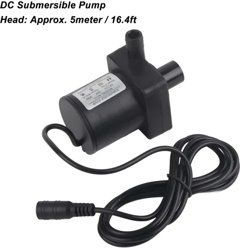 Vista 5 de Mini acuario sumergible, DC 12V 800L/H sin escobillas, silencioso para fuente solar, peces de acuario, estanque, fuente, hidroponía, 16.4 ft