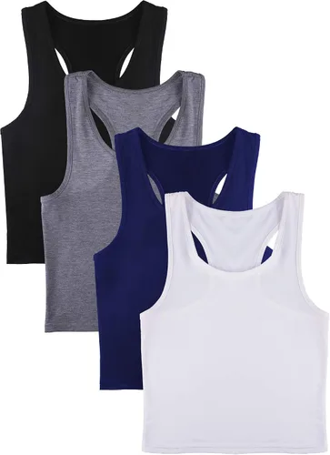 Vista 4 de Boao 4 camisetas básicas sin mangas de espalda cruzada para mujer