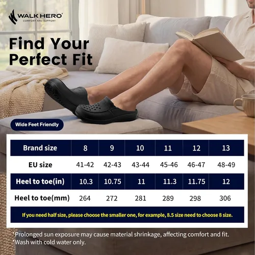 Vista 7 de Zuecos para hombre con soporte de arco, cómodos zuecos para hombres con plantilla acolchada, pantuflas ortopédicas unisex para fascitis plantar