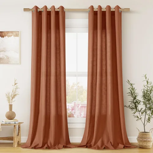 Vista 14 de Cortinas de lino negro para dormitorio y sala de estar de 84 pulgadas de largo, juego de 2 paneles, para habitación de niños, filtro de luz
