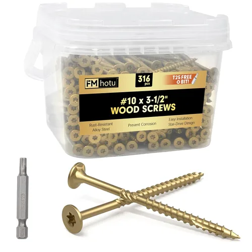 Vista 45 de #10 x 2-1/2" Tornillos para Terraza, 108 Piezas Tornillos para Madera con Cabeza Estrella, Tornillos para Madera Resistentes al Óxido para Negro