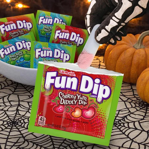 Vista 6 de Fun Dip Caramelo, Halloween Trick or Treat Razz Apple Magic Dip & Cherry Yum Diddly Dip bolsas de dulces, 44