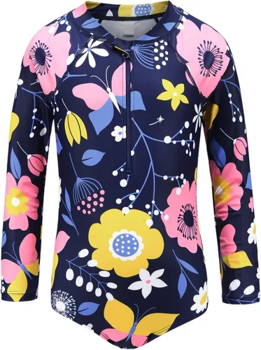 Vista 7 de Trajes de baño de una pieza para niñas de manga larga con protección solar UPF 50+ Bandera estadounidense